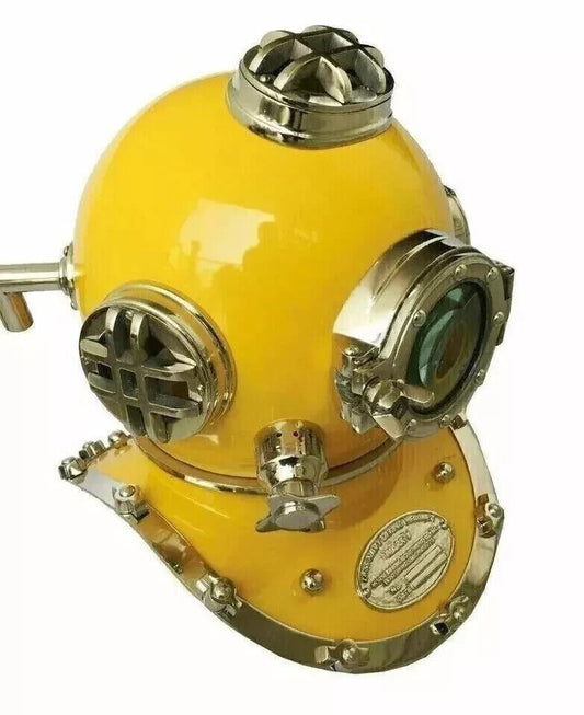 Antique Yellow 18" Diving Helmet US Navy Mark V Scuba Divers Helmet Replica