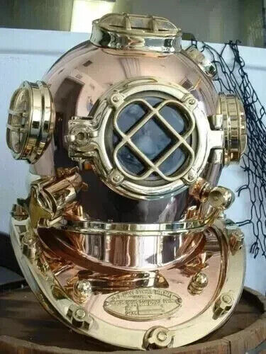 18" US Navy Mark V Diving Helmet – Antique Copper Finish – Deep Sea Scuba Replica