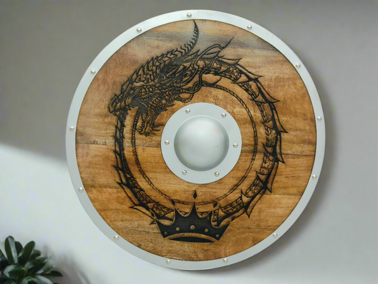Dragon With Crown Authentic Viking Shield, 24"