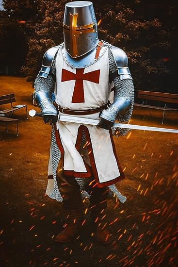 Medieval Knight Templar Roman Chainmail Full Body Armor Suit | Crusader Warrior Costume for Halloween, Cosplay, LARP & Reenactment