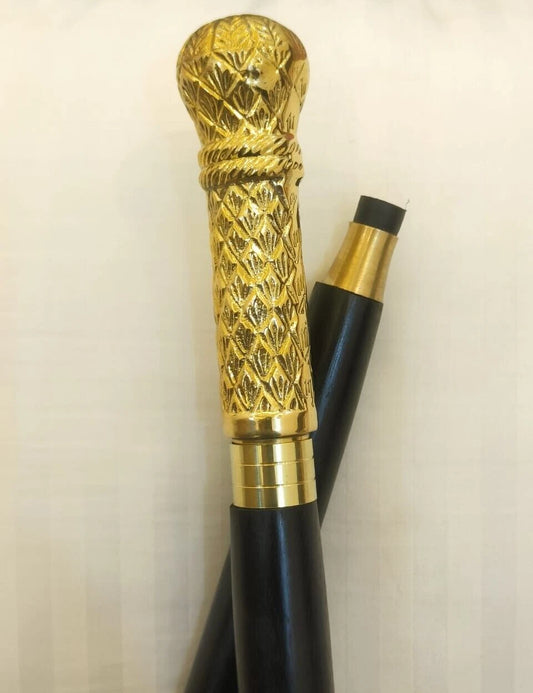 Cane Walking Stick Carved Wooden Handmade Long Round Knob Designer Head Handle