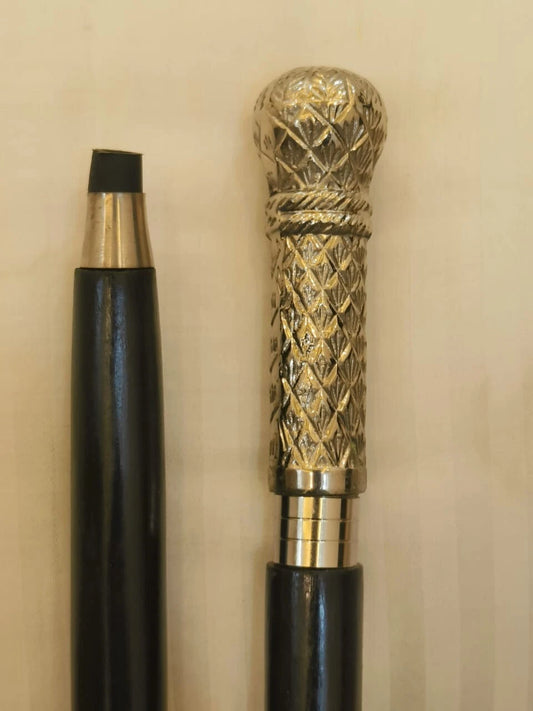 Cane Walking Stick Carved Wooden Handmade Long Round Knob Designer Head Handle