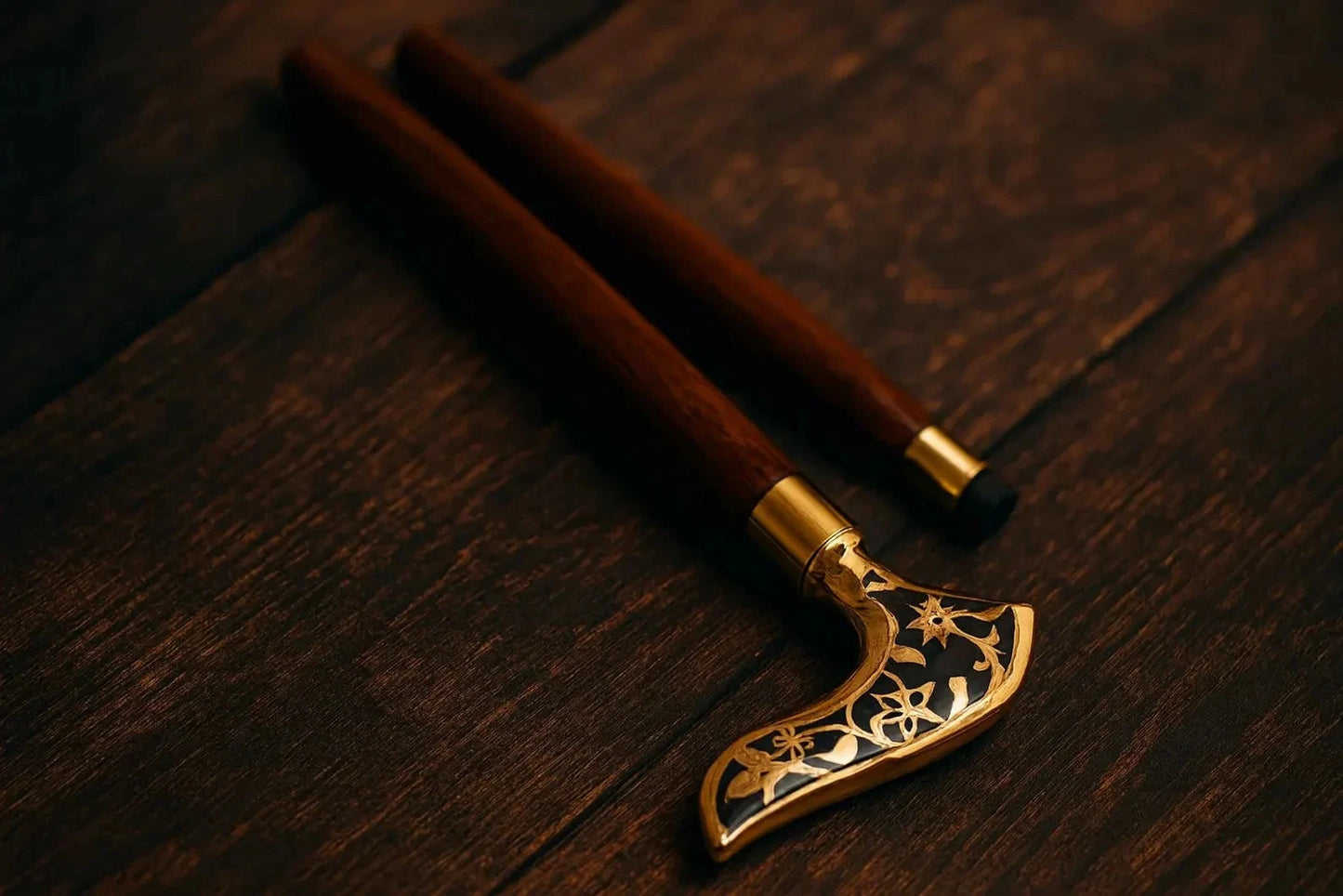 Antique Brass Jaguar Head Handle Victorian Style Wooden Walking Stick Cane Gift