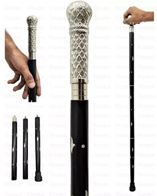 Cane Walking Stick Carved Wooden Handmade Long Round Knob Designer Head Handle