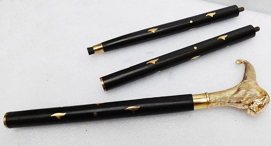 Solid Brass Lion Head Handle Wooden Walking Stick Cane Vintage Designer Handmade