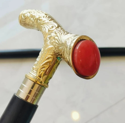 Antique Brass Designer Handle Vintage Walking Cane Wooden Walking Stick Men's