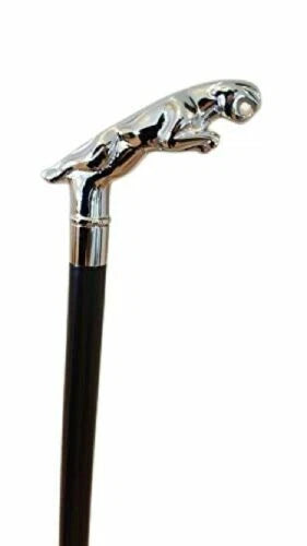 Jaguar Solid Brass Handle Style Black King Cane Walking Stick Gift new designer