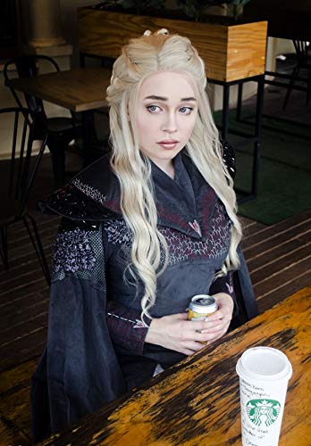 Mersi Silver Wigs for Women Costume Wig Long Braided Hair Wigs for Party Halloween (Silver) S039S