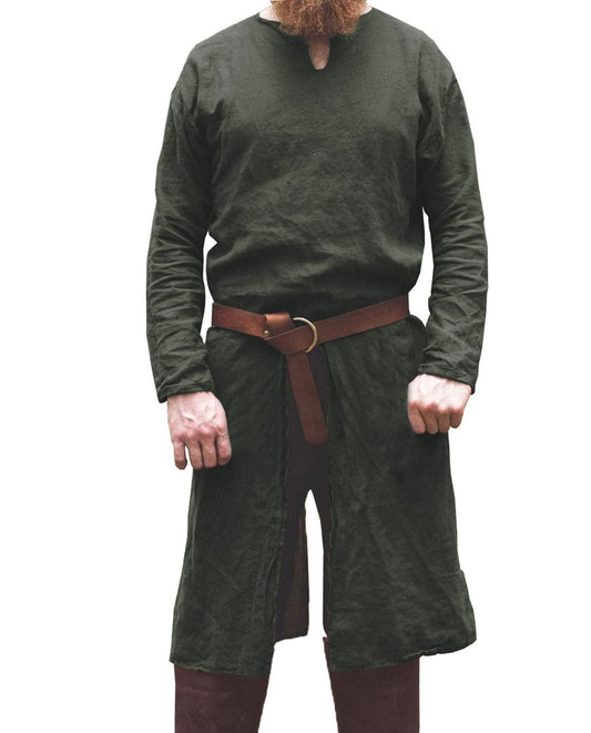 Mens Renaissance Tunic Pirate Viking Retro Medieval Shirt Gothic Victorian Halloween Costume Tee (Without Belt) Medium Green