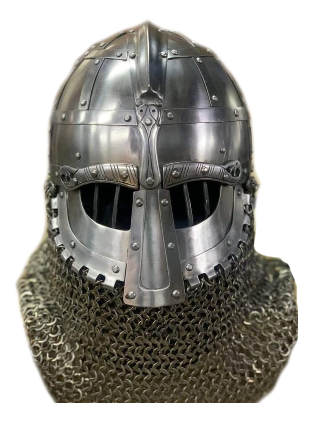 Medieval Steel Viking Vendel Helmet With Chainmail
