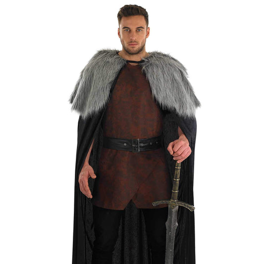 Fun Shack Mens Medieval Costume Warrior Cape Cloak Halloween Costumes for Men - Available in One Size Fits All Fur Trimmed Robe