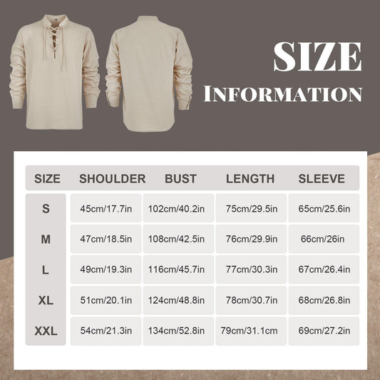 3 Set Men's Linen Long Sleeve Shirt Knight Belt Leather Gauntlet Wristband Set