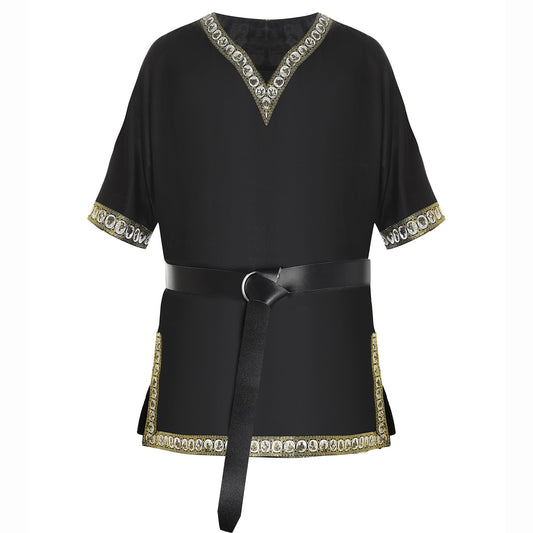 Medieval Warrior Costume Set Viking T-Shirt Leather Renaissance Belt