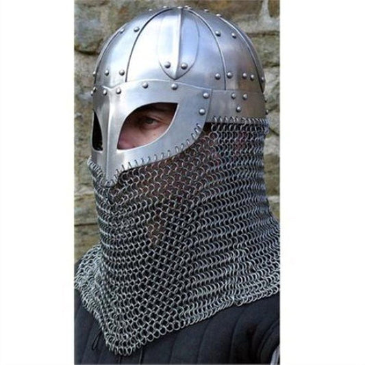 Viking Helmet Battle Armor 18G Steel and Chainmail