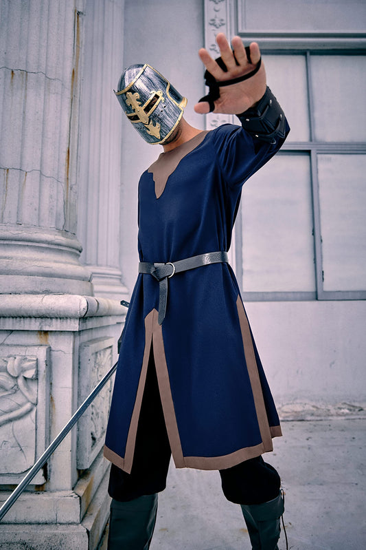 Mens Medieval Costume Renaissance Templar Tunic Viking Knight Pirate Vintage Warrior Halloween LARP Tops Large Brown