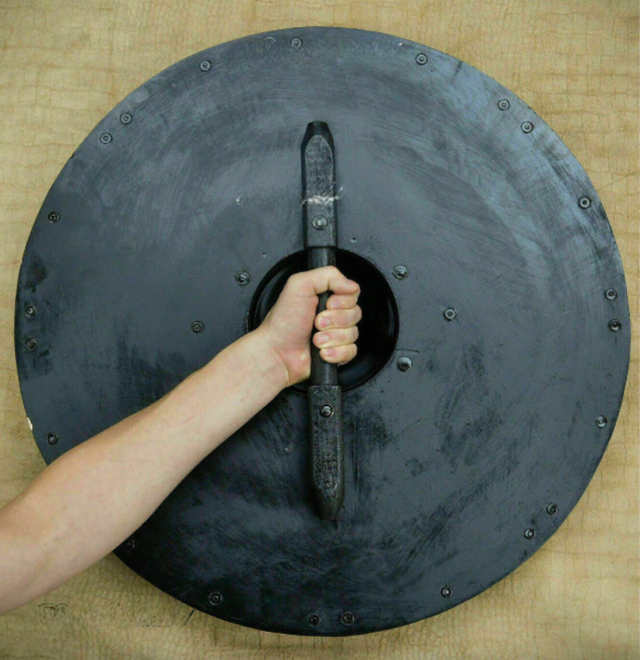 Medieval Red Shield with Silver-like Gauge