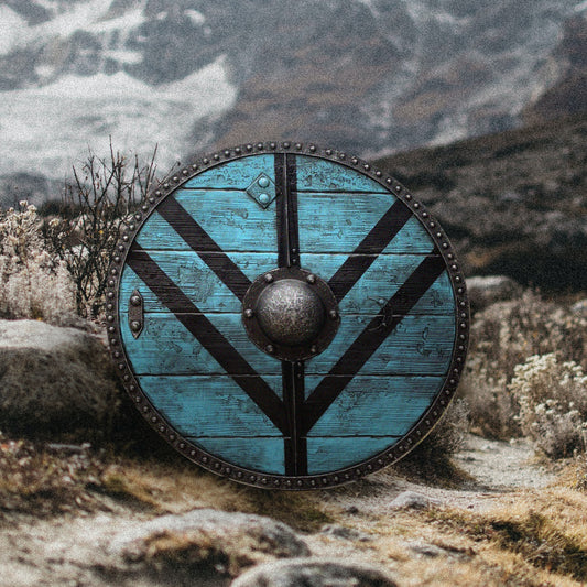 Lagertha Shieldmaiden Plank Blue Viking Shield, 24"