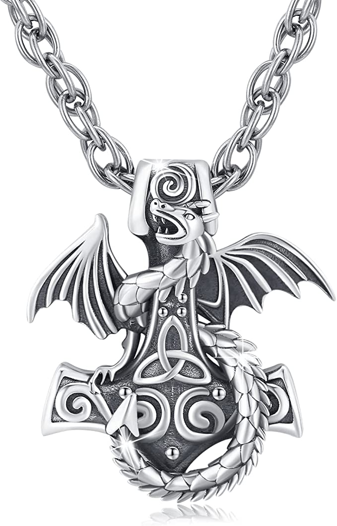 Enamel Alloy Dragon Pendant Necklace - Fantasy Dinosaur Charm Gift for -  vikingshields
