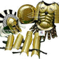 Roman Muscle Cuirass with Shoulder Armor Greek Corinthian Helmet + 300 Spartan Leg Arm Guard & Shield Medieval Knight LARP Halloween Costume - collectiblegiftitems