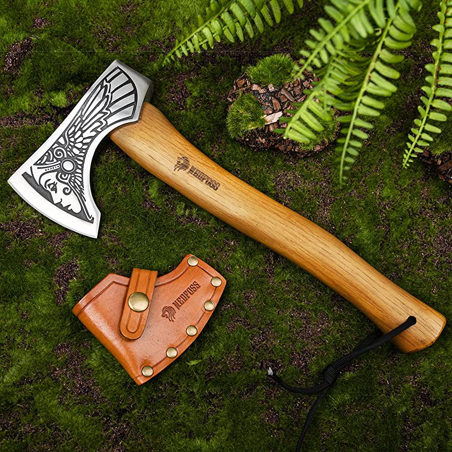 Viking Axe Dragon Francisca Ax with full 3D carved handle outlet