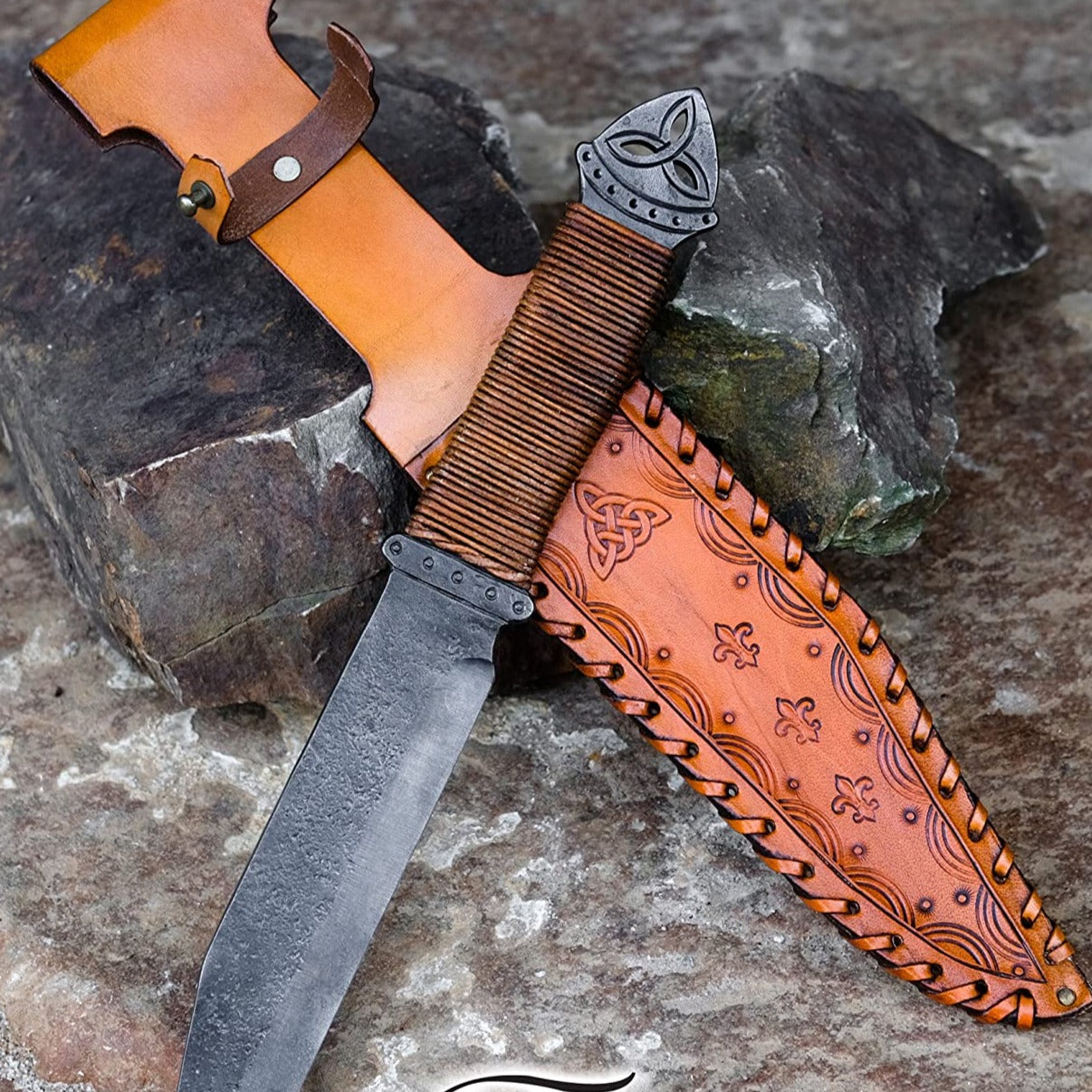 Odin Hand-Forged Knife with Tooled Sheath