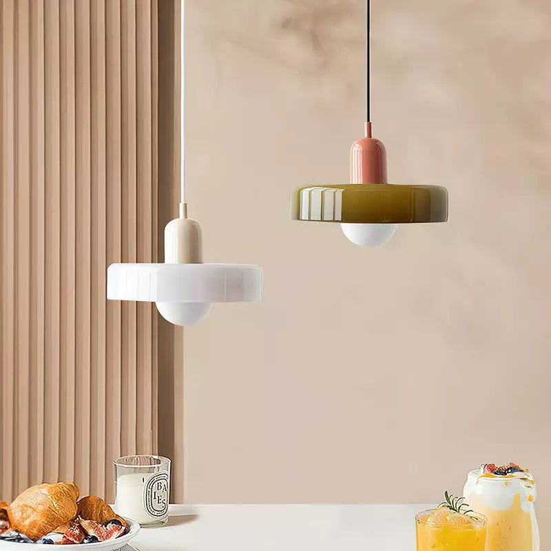 Coloured Glass Pendant Light Bauhaus Style