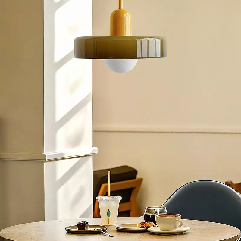 Coloured Glass Pendant Light Bauhaus Style