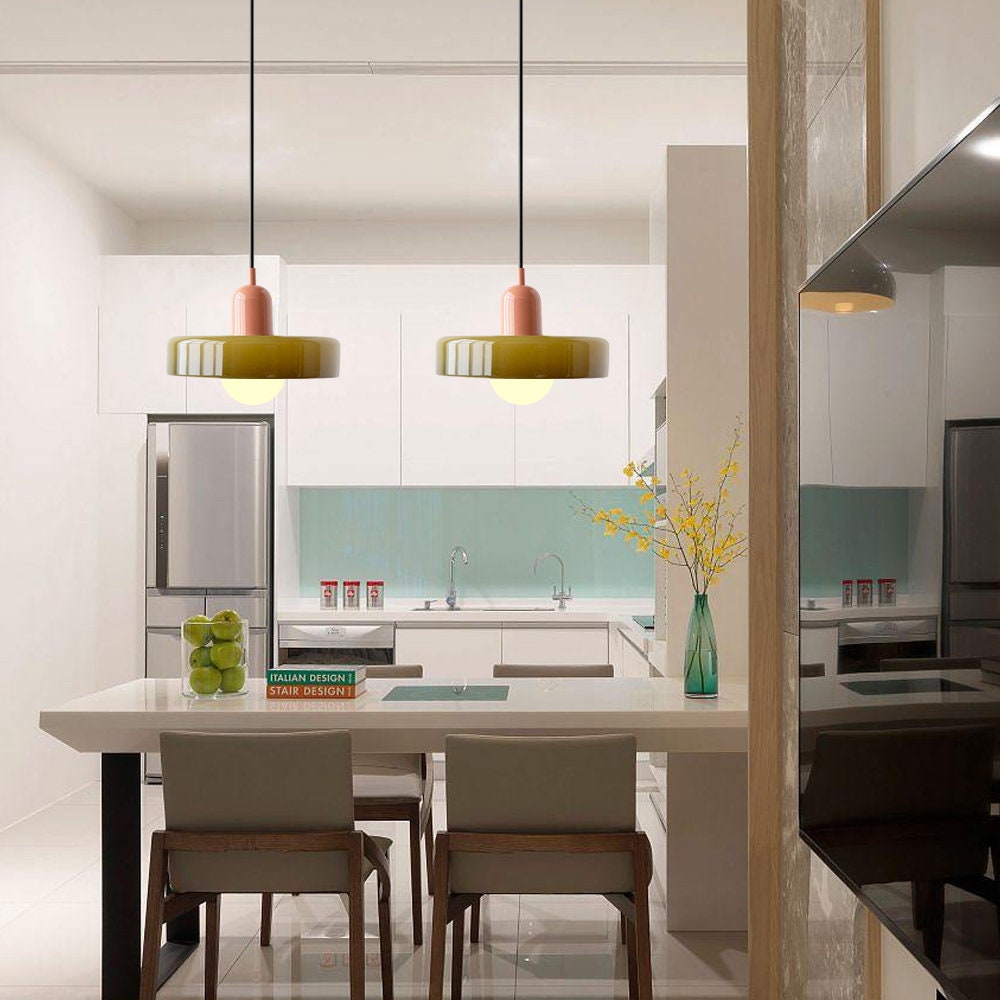 Coloured Glass Pendant Light Bauhaus Style
