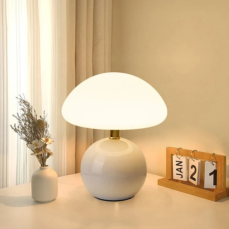 Creamy Mushroom Table Lamp, French Style