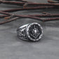Vikings Jewelry Stainless Steel Shield Ring Viking Wolf never fade with wooden box as men gift