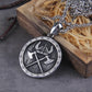 Norse Viking Warrior and tree of life with axe pendant necklace with wooden box as gift