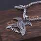 Nordic mythology Odin Huginn and Muninn pendant necklace viking Raven necklace stainless steel never fade with wooden box