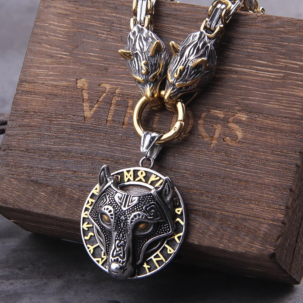 Fenrir King's Chain Wolf Necklace Viking Wolf Necklace Wolf of Ragnarok Norse Knotwork Fenrir Viking Rune Pendant Necklace
