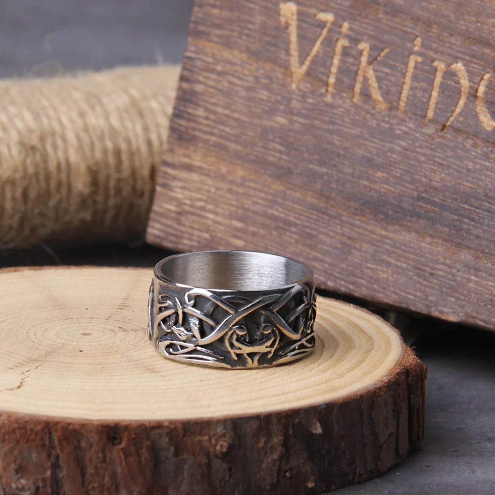 Celtics Irish Knot Men's Ring Viking Amulet Triquetra Couple Women Rings Vintage Stainless Steel Jewelry Gift Wholease with box