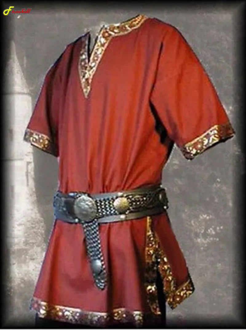 Medieval Renaissance Costumes Men Nobleman Tunic Viking Aristocrat Chevalier Knight Warrior Halloween Cosplay Costumes no Belt