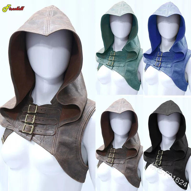 Men Medieval Viking Warrior Aristocrat Halloween Costumes Accessories Knight Shawl Cape Women Renaissance Cosplay Hooded Armor