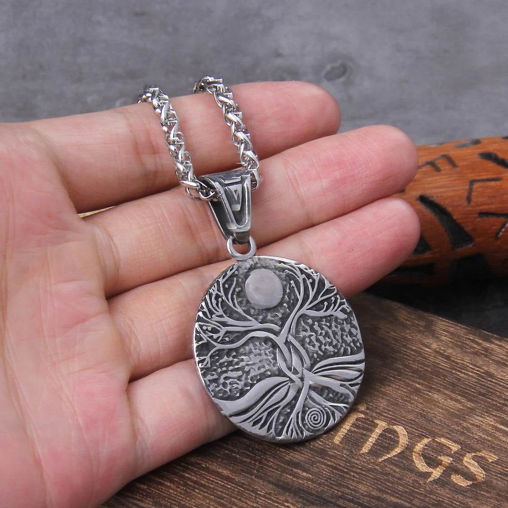 Tree of Life Amulet Stainless Steel Mens Necklac Simple Elegant Charm for Male Boyfriend Biker Jewelry Creativity Gift Wholesale
