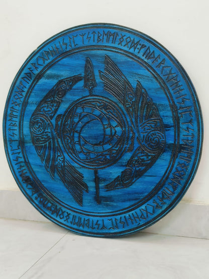 Viking Raven Round Shield Decorative Display – 24" or 30"