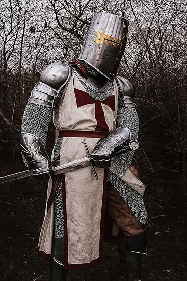 Medieval Knight Templar Roman Chainmail Full Body Armor Suit | Crusader Warrior Costume for Halloween, Cosplay, LARP & Reenactment