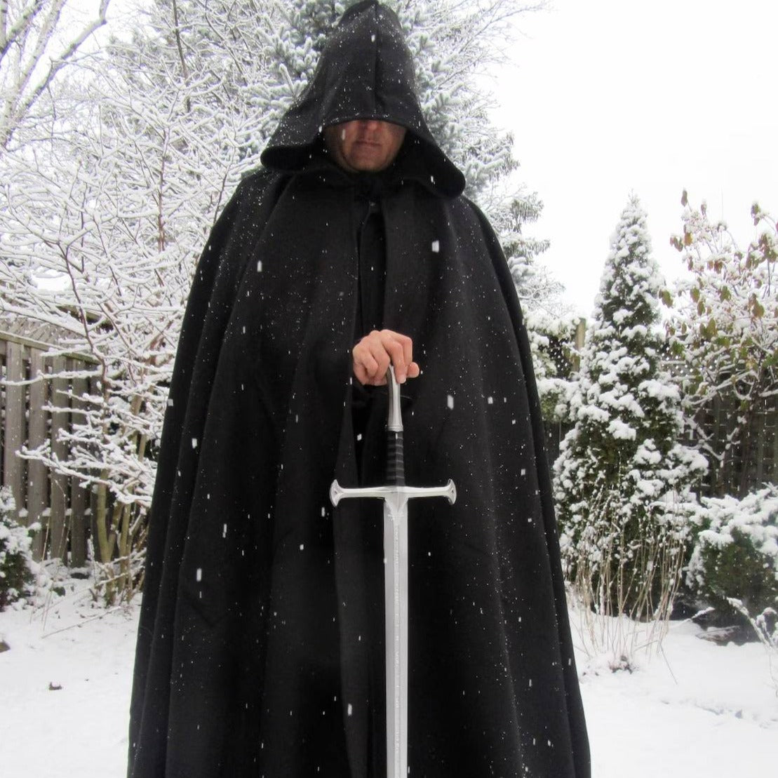 Fur-Lined Winter Viking Hooded Cloak | Viking Warrior Co. Black