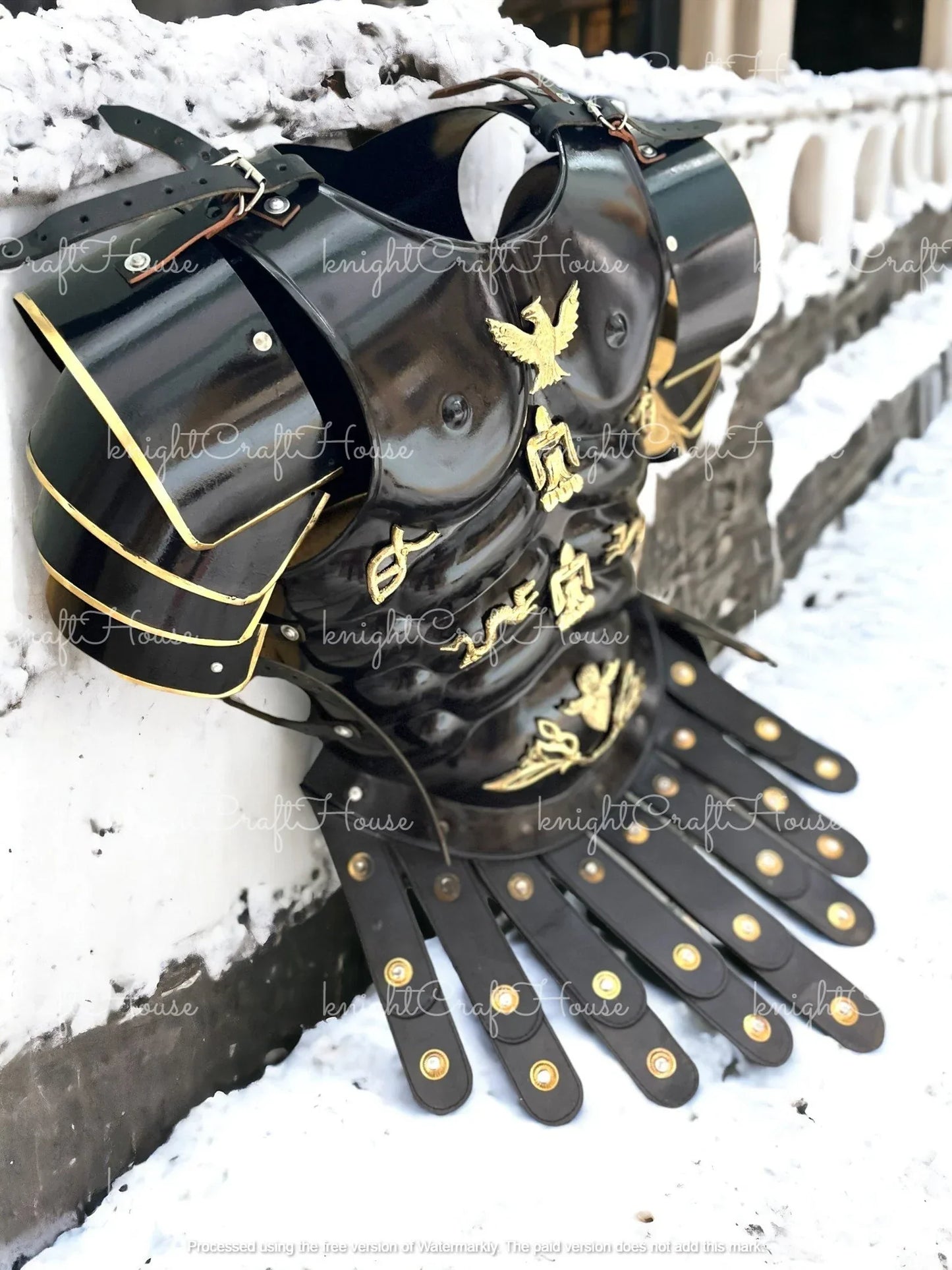 Roman Black Muscle Armor Set – Medieval Greek Gladiator Cuirass with Helmet & Pauldrons | Spartan 300, LARP, Cosplay, Halloween Costume