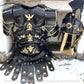 Roman Black Muscle Armor Set – Medieval Greek Gladiator Cuirass with Helmet & Pauldrons | Spartan 300, LARP, Cosplay, Halloween Costume