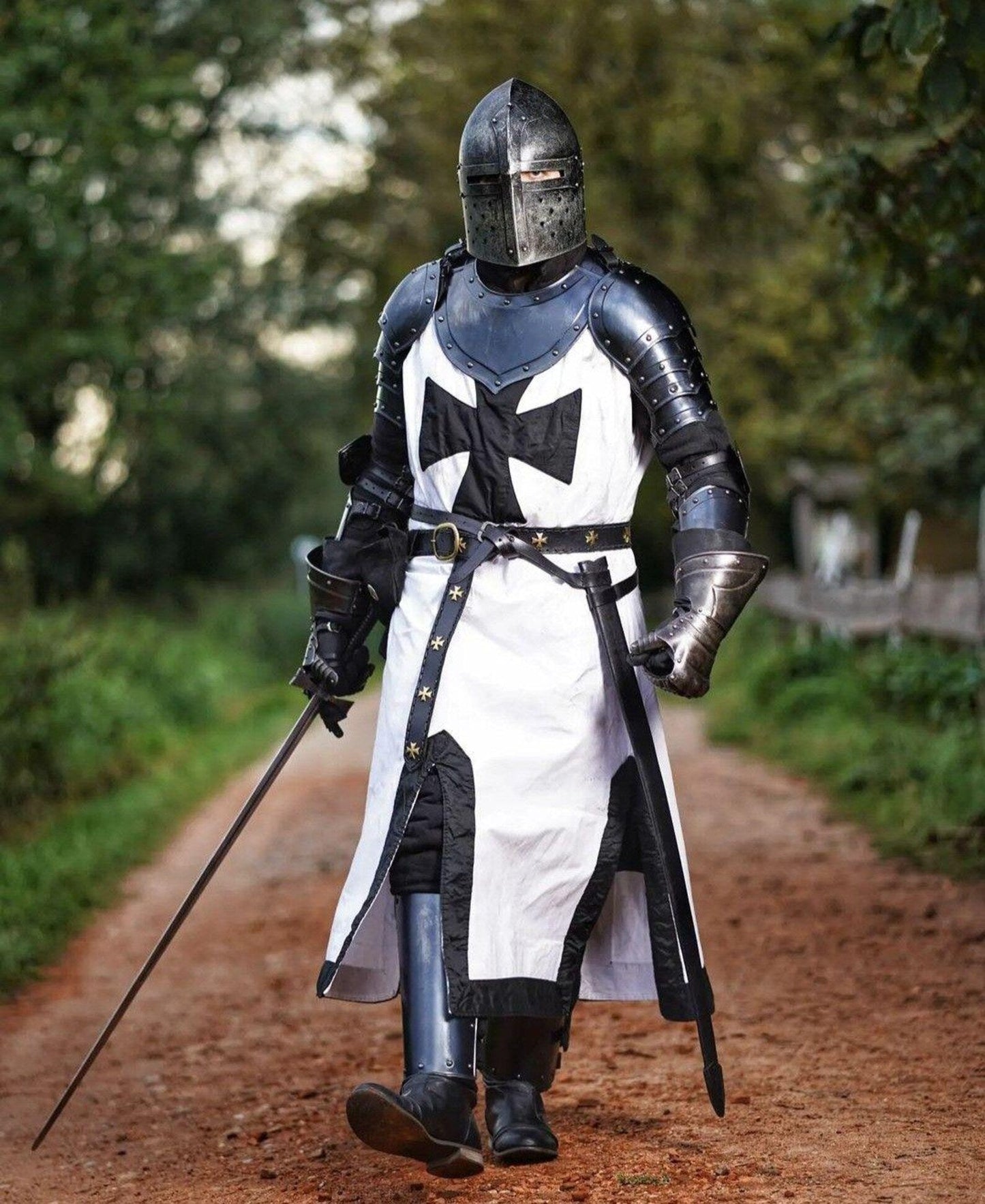 Medieval Black Templar Knight Armor Set: Full Steel Suit, LARP Cosplay