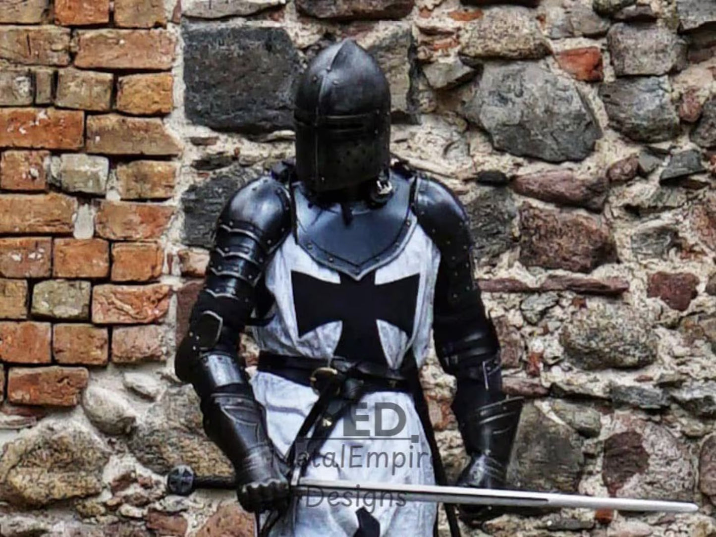 Medieval Black Templar Knight Armor Set: Full Steel Suit, LARP Cosplay