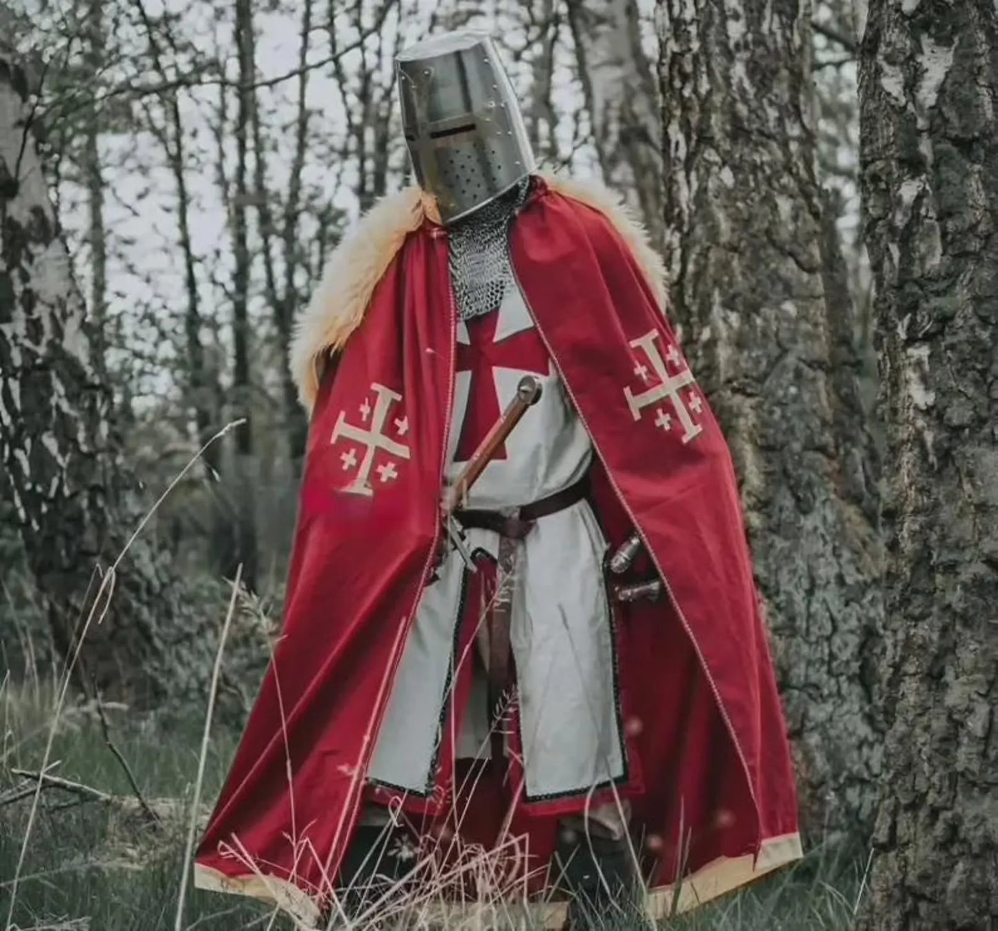 Templar Knight Armor Suit | Medieval Crusader Red Cross Armor | Wearable Costume for LARP, Cosplay, Reenactment, SCA
