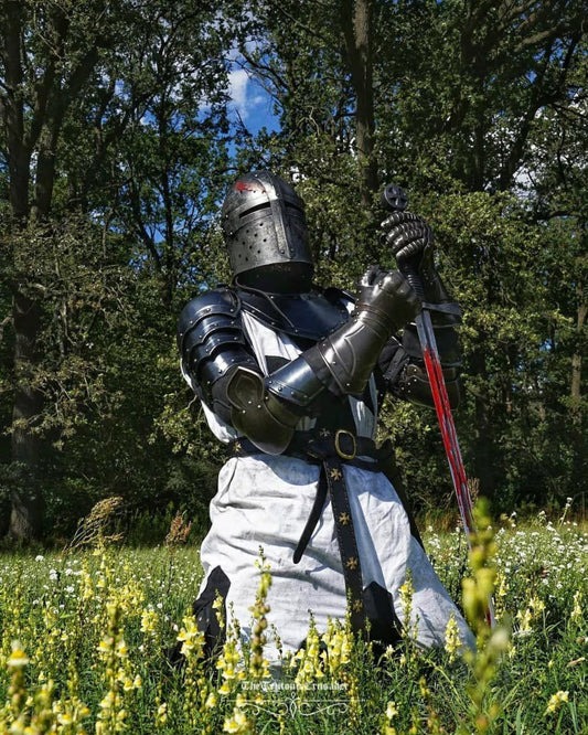 Medieval Black Templar Knight Armor Set: Full Steel Suit, LARP Cosplay