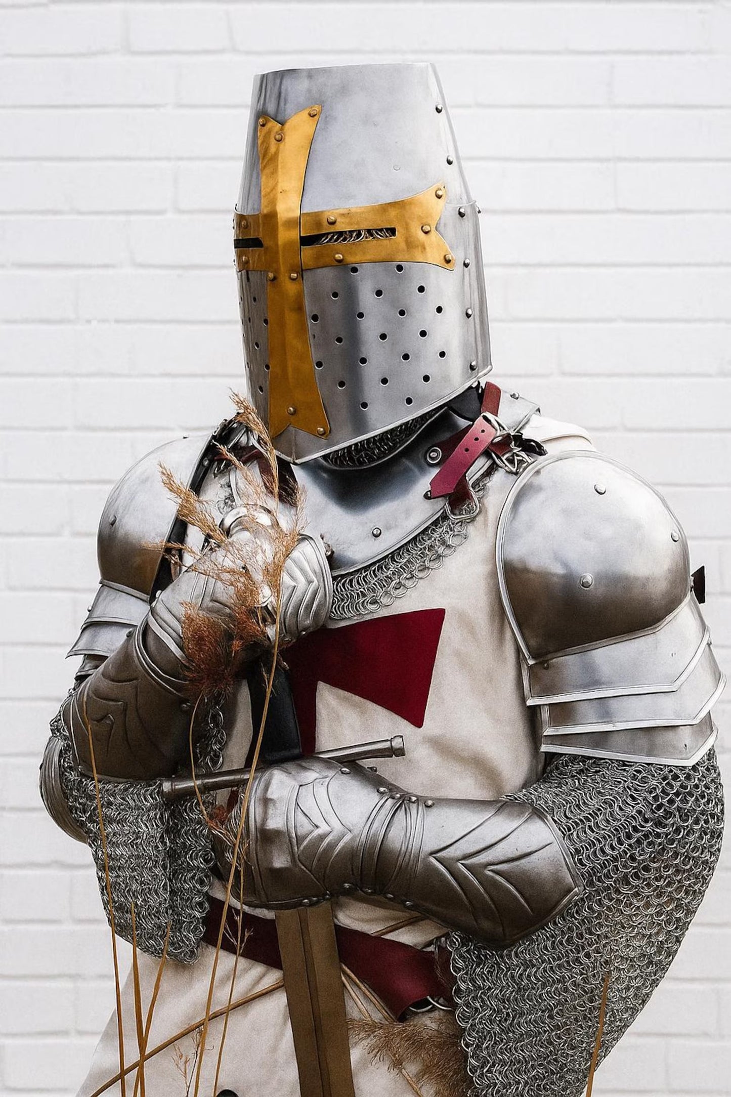 Medieval Templar Armor | Knight Armor Set | Polished Steel Suit with Surcoat and Cros | Warrior Armor | Crusader Combat Full Body Armor Suit