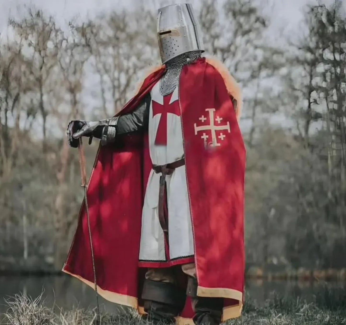 Templar Knight Armor Suit | Medieval Crusader Red Cross Armor | Wearable Costume for LARP, Cosplay, Reenactment, SCA