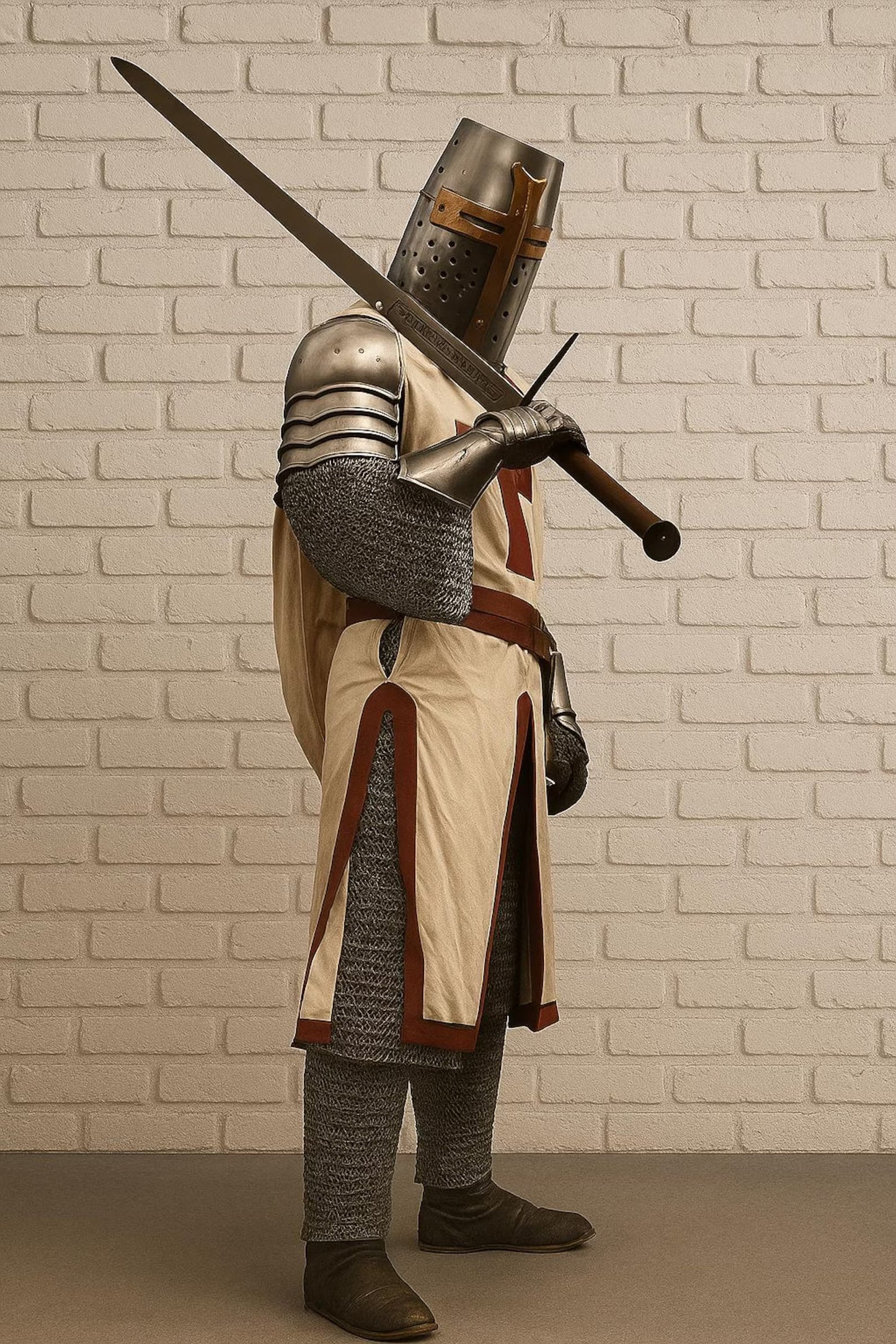 Medieval Templar Armor | Knight Armor Set | Polished Steel Suit with Surcoat and Cros | Warrior Armor | Crusader Combat Full Body Armor Suit