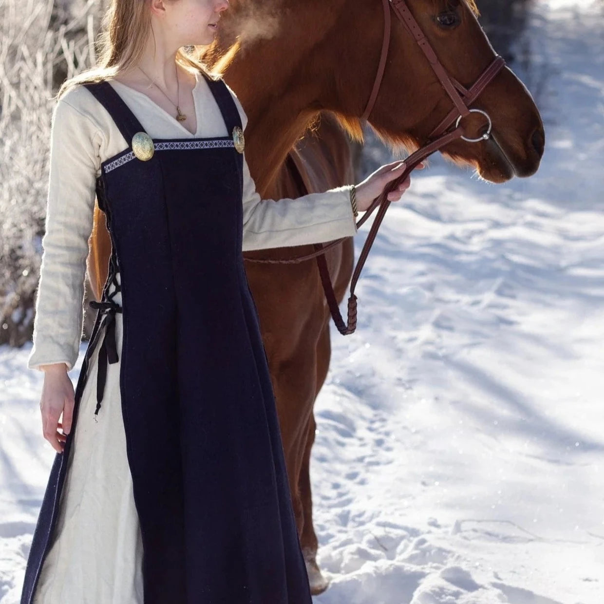 Side-Lace Wool Viking Apron Overdress Side-Lace Wool Viking Apron Overdress